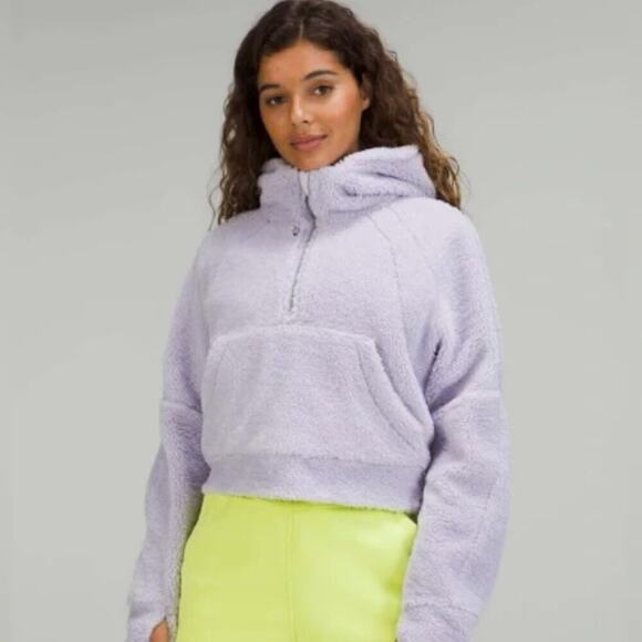 Lululemon Cropped Scuba Sherpa Pullover Quarter Zip Size M/L - Picture 1 of 7